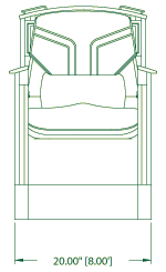 Caboose front view with seat drawing