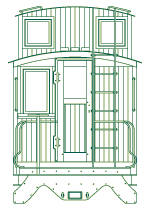 Wood Caboose Rear View Drawing