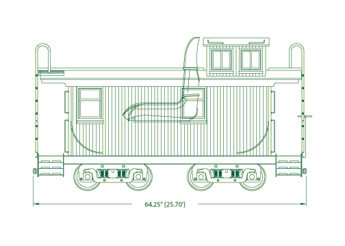 Wood Caboose Side View Drawing
